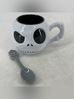 Disney Jack Skellington Nightmare Before Christmas Coffee Mug White Black NEW